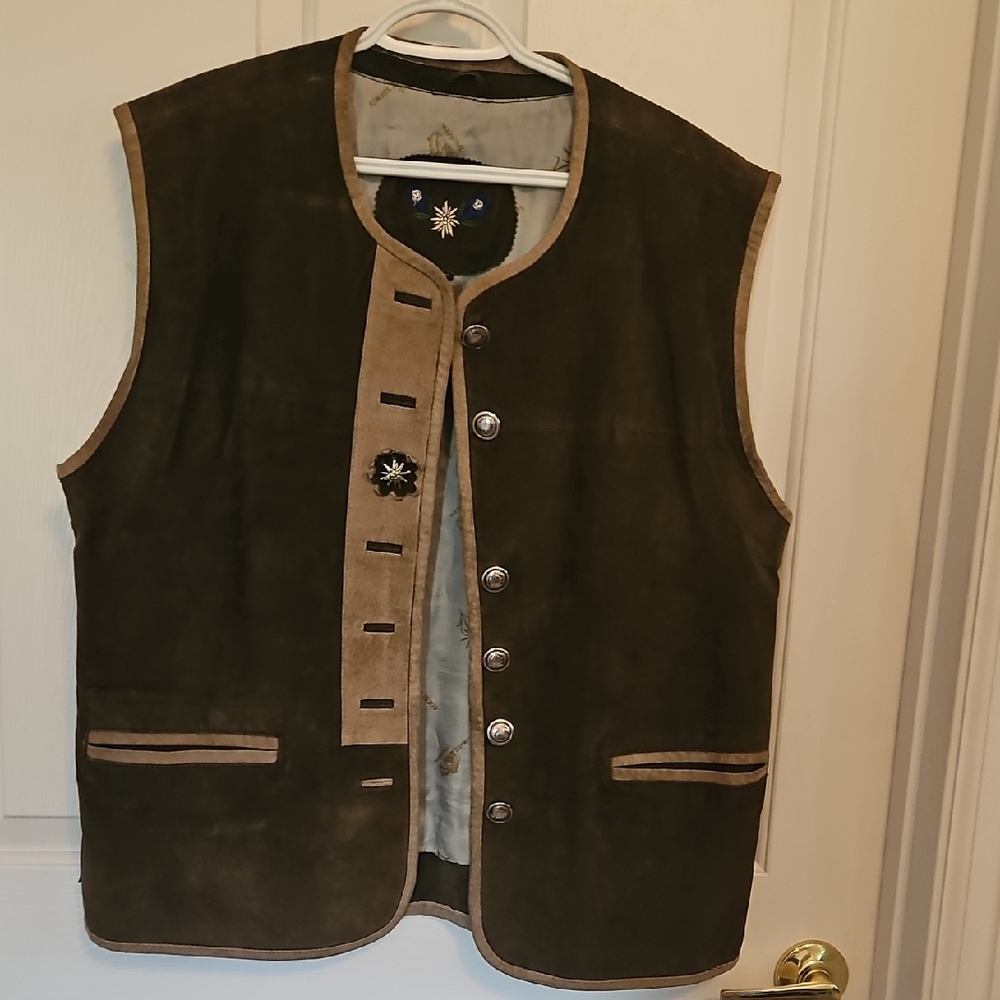Womens German Trachten Brown Suede Vest